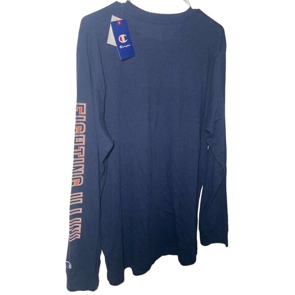Illinois Fighting Illini Champion Long Sleeve Shirt Men’s XL Navy Blue Tee Shirt - Picture 5 of 6